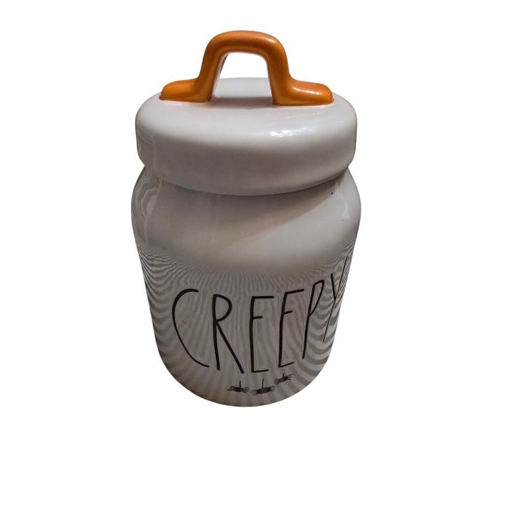 NWT Rae Dunn Baby Creepy Halloween Canister Orange Handle